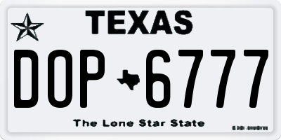 TX license plate DOP6777