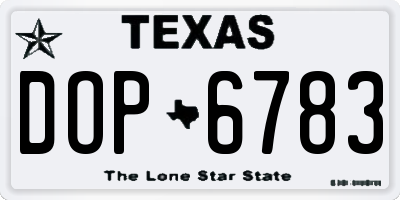 TX license plate DOP6783
