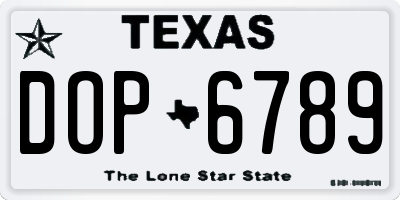 TX license plate DOP6789