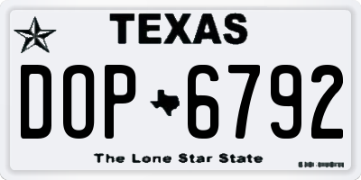 TX license plate DOP6792