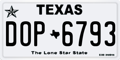 TX license plate DOP6793