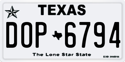 TX license plate DOP6794