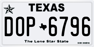 TX license plate DOP6796