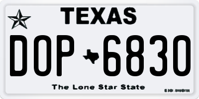 TX license plate DOP6830