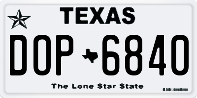 TX license plate DOP6840