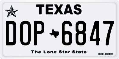TX license plate DOP6847
