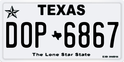 TX license plate DOP6867