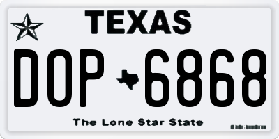 TX license plate DOP6868