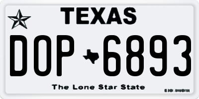 TX license plate DOP6893