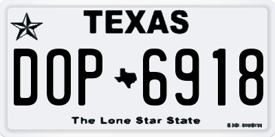 TX license plate DOP6918