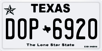 TX license plate DOP6920