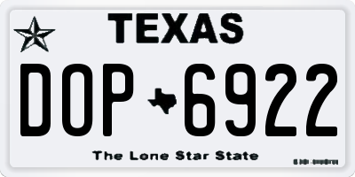 TX license plate DOP6922
