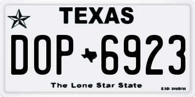 TX license plate DOP6923