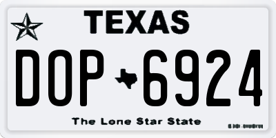 TX license plate DOP6924