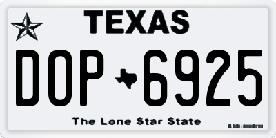 TX license plate DOP6925