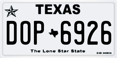 TX license plate DOP6926