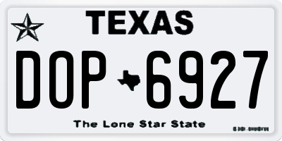 TX license plate DOP6927