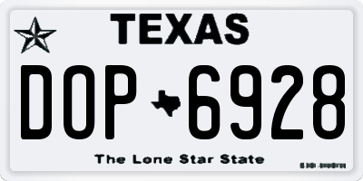TX license plate DOP6928