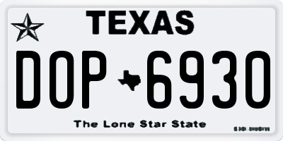TX license plate DOP6930