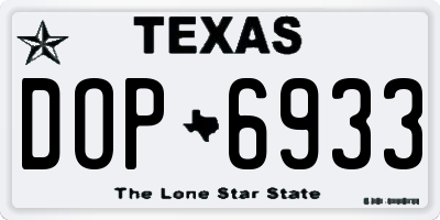 TX license plate DOP6933
