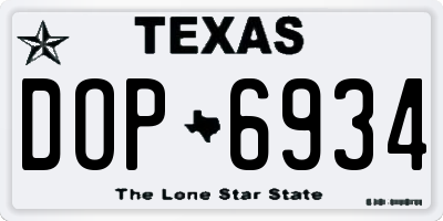 TX license plate DOP6934