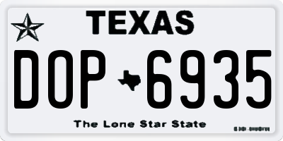 TX license plate DOP6935