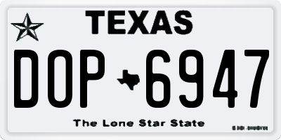 TX license plate DOP6947