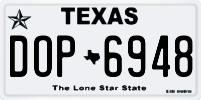 TX license plate DOP6948