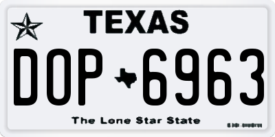 TX license plate DOP6963