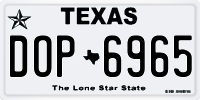 TX license plate DOP6965