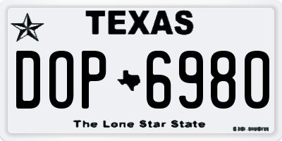TX license plate DOP6980