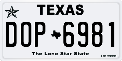 TX license plate DOP6981