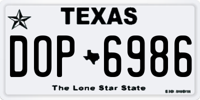 TX license plate DOP6986