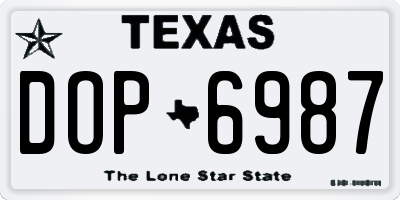 TX license plate DOP6987