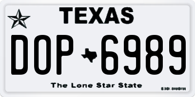 TX license plate DOP6989
