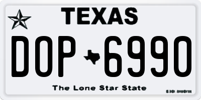 TX license plate DOP6990