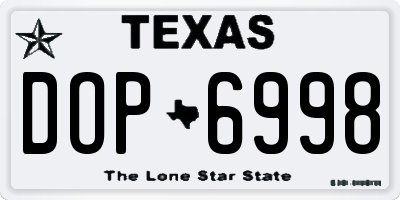 TX license plate DOP6998
