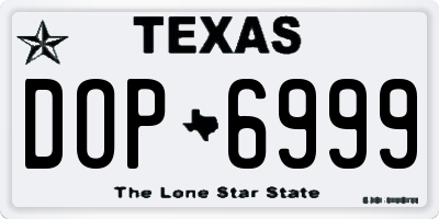 TX license plate DOP6999