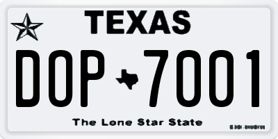 TX license plate DOP7001