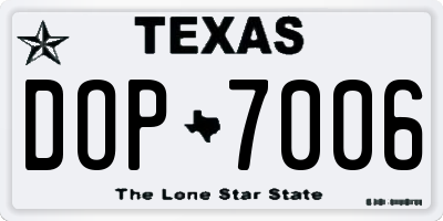 TX license plate DOP7006
