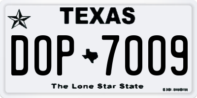 TX license plate DOP7009
