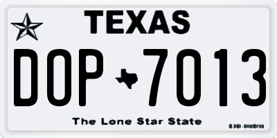 TX license plate DOP7013