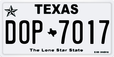 TX license plate DOP7017