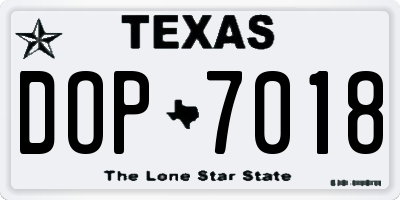 TX license plate DOP7018