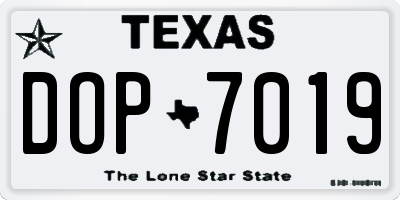 TX license plate DOP7019