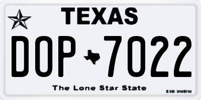 TX license plate DOP7022