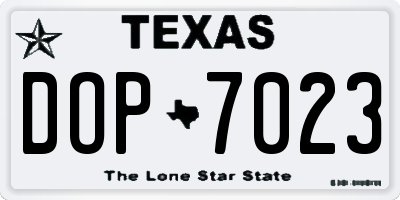 TX license plate DOP7023