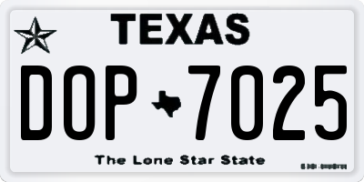 TX license plate DOP7025