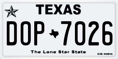 TX license plate DOP7026