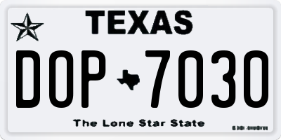TX license plate DOP7030